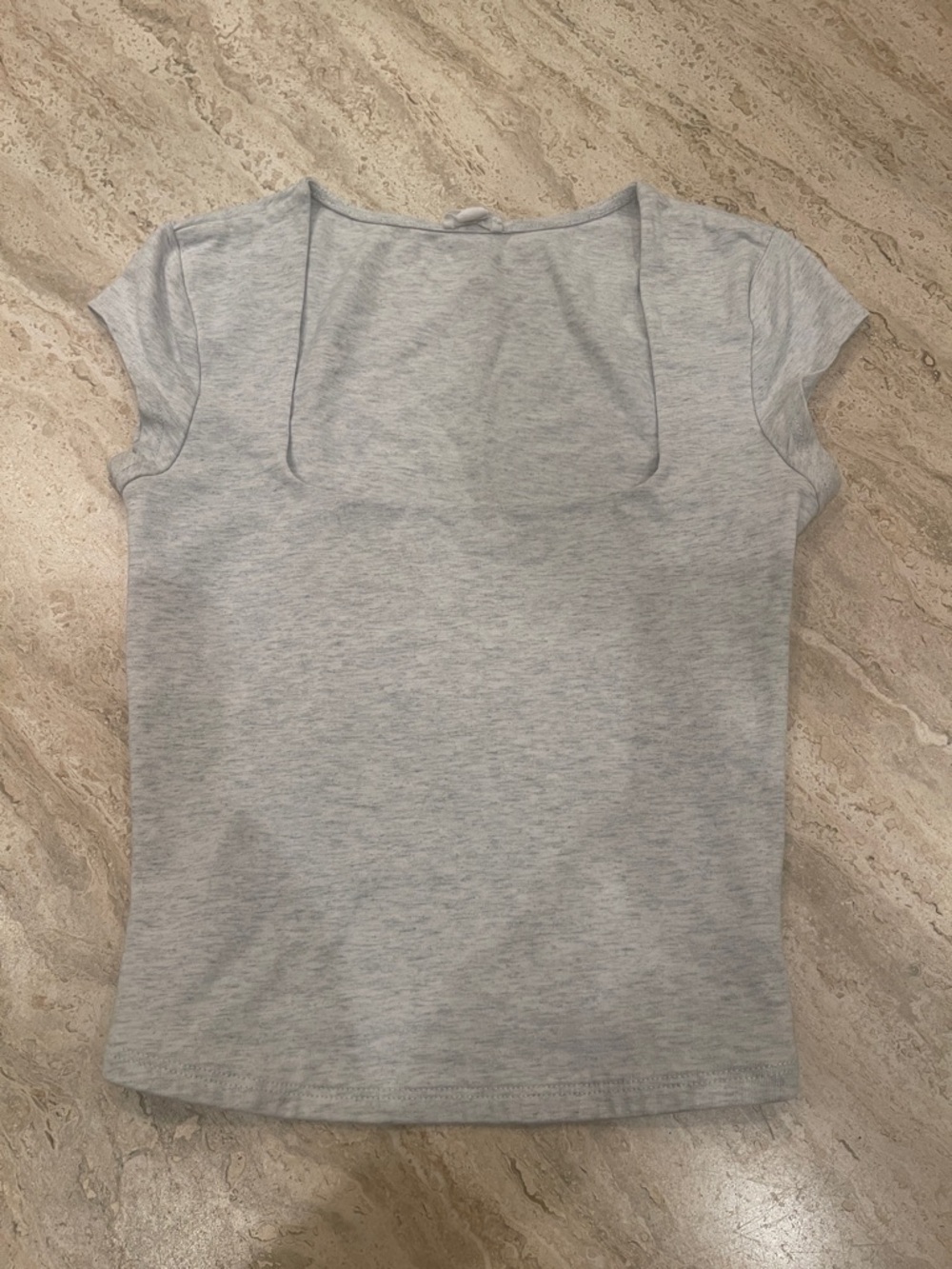 Garage : Light Gray Square Neck Cap Sleeve Top (XXS)